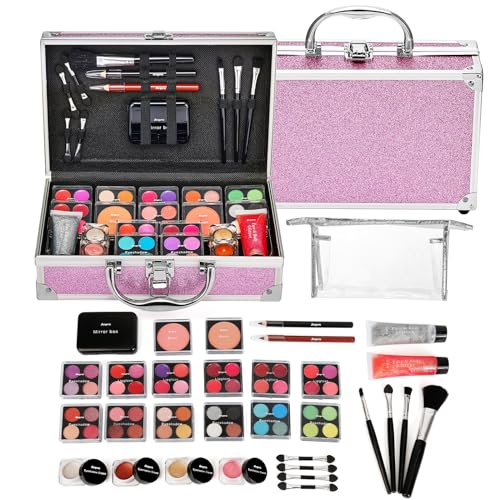 Anpro Estuche de Maquillaje Todo en Uno con Set de Maquillaje Pro Teen, Kit Completo de Cosméticos con Pinceles de Maquillaje, Pintalabios, Paleta de Sombras de Ojos, Colorete, Violeta Claro