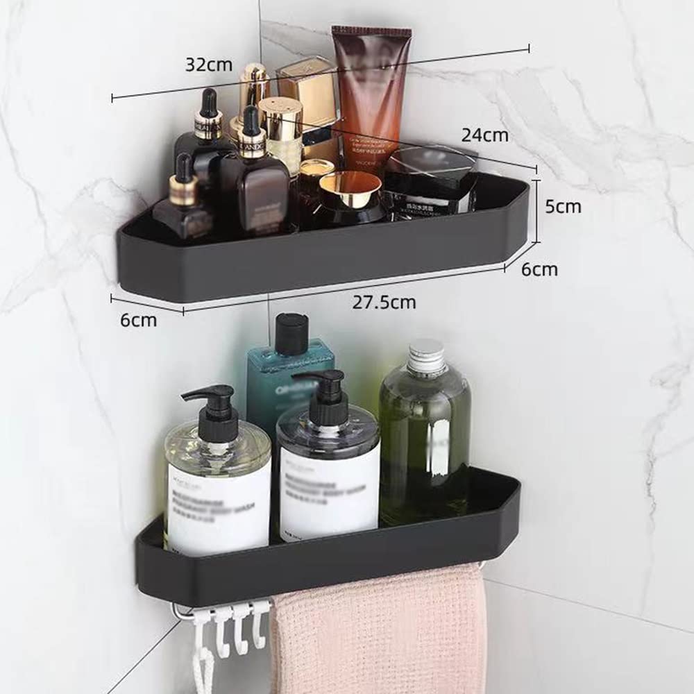 Mensola angolare per bagno con carrello per doccia, mensola per shampoo a parete con telaio da cucina, accessori per la conservazione senza foratura Organizzatore Supporto per doccia Scaffale per bagn
