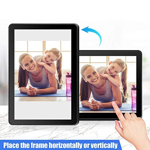 Smart Digital Photo Frame with 1920x1080 IPS Screen Digital Picture Frame Support Adjustable Brightness Photo Frames 1080P Video Music Remote 16:9 Widescreen (8 inch WiFi, Black) - Thumbnail 2