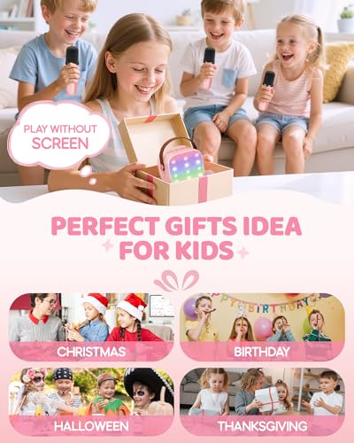 Image of YLL Upgraded Mini Karaoke Machine with 3 Wireless Microphones Toy for Kids, 2026 Top Birthday Gifts for Girls Boys, Portable MP3 Player for Ages 3, 4, 5, 6, 7, 8, 9, 10, 11, 12+ Year Old Party (P-Ink)