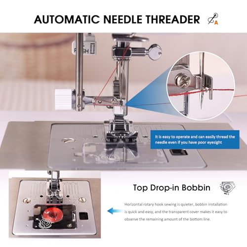 FEIYUE FYe360 Sewing Machine with Adjustable Needle Positions, LCD Display, Automatic Needle Threader, Full Size & Portable, 23 Built-in Stitches