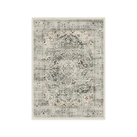 RUGGABLE Sarrah Washable Rug - Perfect Vintage Area Rug for Living Room Bedroom Kitchen - Pet & Child Friendly - Stain & Water Resistant - Sage 5'x7' (Standard Pad)