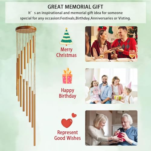Image of Large Memorial Feng Shui /Vastu Wind Chimes for Home, Office, Indoor & Outdoor Decoration | Elegant 15 Aluminum Alloy Tuned Tubes for Positive Vibrations Energy Flow