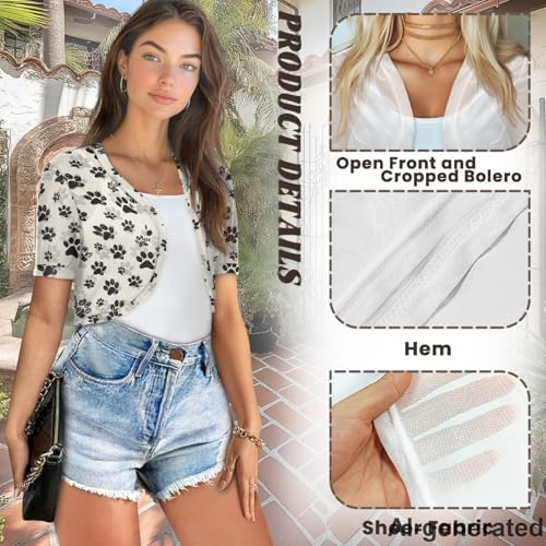 Image of Womens Short Sleeve Bolero Shrug Open Front Knit Cropped Cardigan Shoulder Cover for Dress Cute Casual Knit Cover Up