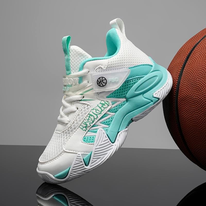 Unisex Kids Basketball Shoes Boys Girls Fashion Athletic Sneakers | Breathable Mesh Upper, High Top, Air Cushion, Lightweight All Day Comfort