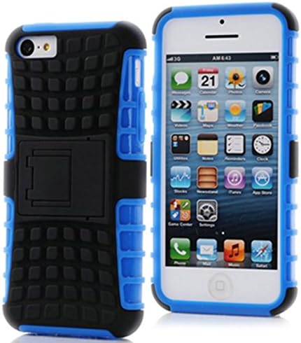 ELENXS--Apple iPhone 5S / 5 Prime Series Dual Layer Holster Case Hybrid Hard/Soft Protective Case with Kickstand--Blue/Black