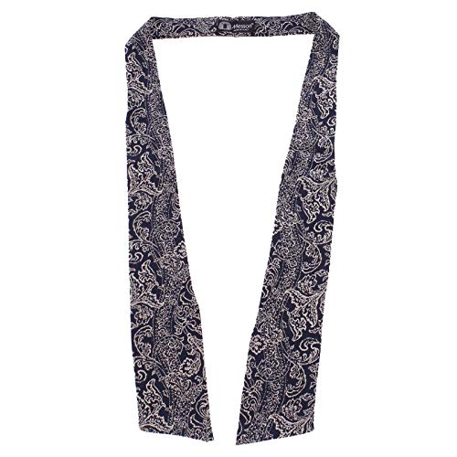 Cravatta ascot uomo silk blue beige Messori 5921Y en soie premium