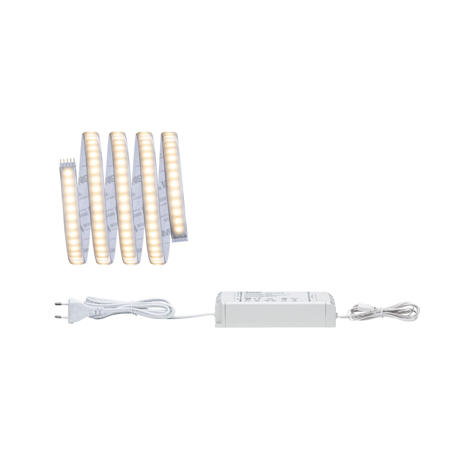 Paulmann 70672 Juego básico strip LED MaxLED 1000 15 m LED 2700 K blanco cálido tira de luces con recubrimiento 20 W 1650 lm 216 LED 230/24 V 60 VA