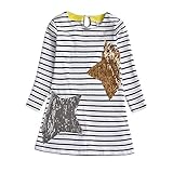 T-Shirt aus Baumwolle VIKITA Mädchen Kleider Streifen Langarm Baumwolle Herbst Winter T-Shirt Kleid LH777 STRIPE6T