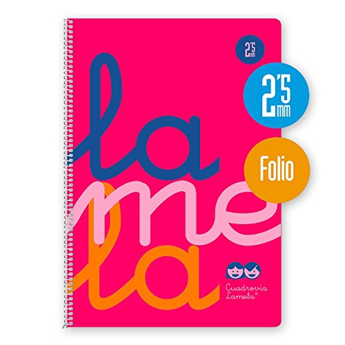 Cuaderno Espiral Fluor Lamela Fº 80 Hojas 90 gr. Cuadrovía 2,5mm. (Rosa)