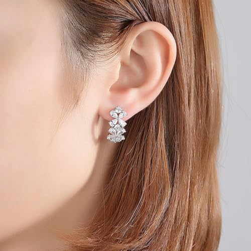 14K Gold Flower Moissanite Open Hoop Earrings, Modern Minimalist Design, Chic Accessory for Women3