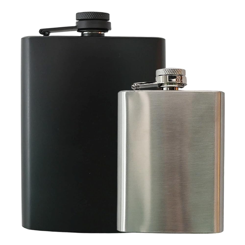Ram® Stainless Steel 8oz Leakproof Pocket Travel Whiskey Hip Flask for Liquor Hiking Barbecue Hiking Camping Flask