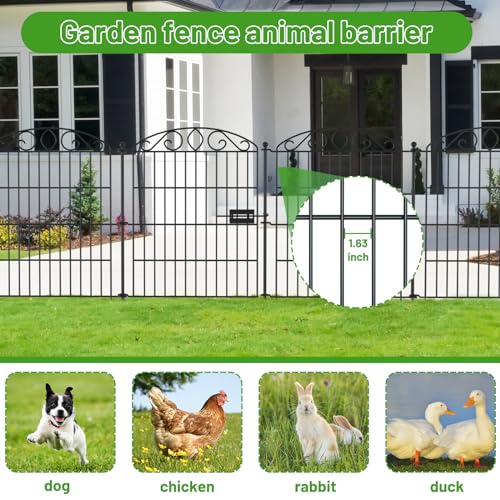 Decorative Animal Barrier Garden Fence 12 Pack with Lock - 30 in(H) x 23.6 ft(L) No Dig Decorative Fence Rustproof Metal Wire Panel Border, Rustproof Metal Wire Section Edging Fencing Panel - Thumbnail 3