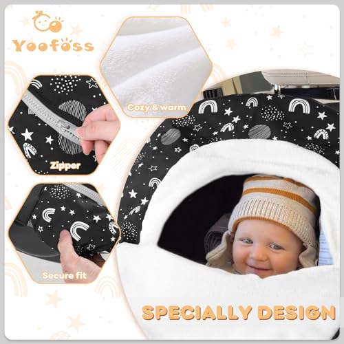 Image of Yoofoss Baby Car Seat Cover Winter Carseat Canopies Cover to Protect Baby from Cold Wind, Super Warm Plush Fleece Baby Carrier Cover for Infant Boys Girls (Stars)