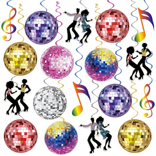 Image of 40Pcs Disco Party Hanging Swirl Decorations Disco Ball Hanging Swirls Disco Party Decorations 70s Party Hanging Swirls Ceiling Decor for Disco Themed 1970s Birthday Party Favors Supplies