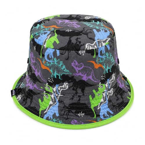 Image of VRITRAZ Unisex Kids Printed Bucket Hat | UV Protection Sun Hat with Adjustable Chin Strap & Summer Beach Travel Outdoor Cap for Toddlers & Children (4-12 Years)