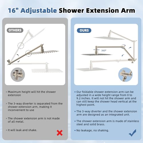 Image of Metal Rain Shower Head with Handheld, 10 inch High-Pressure Showerhead,10-Mode