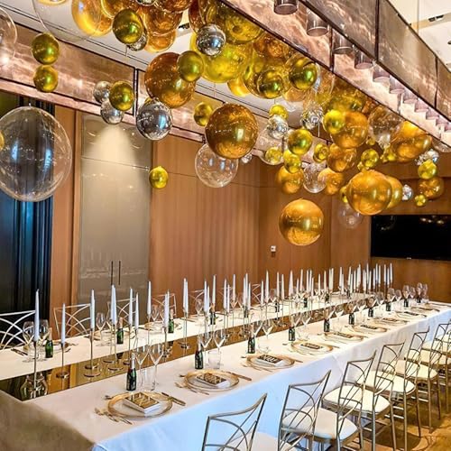 Image of PartyWoo Metallic Gold Large Round Giant 4D Foil Balloons 6pcs 22 Inch