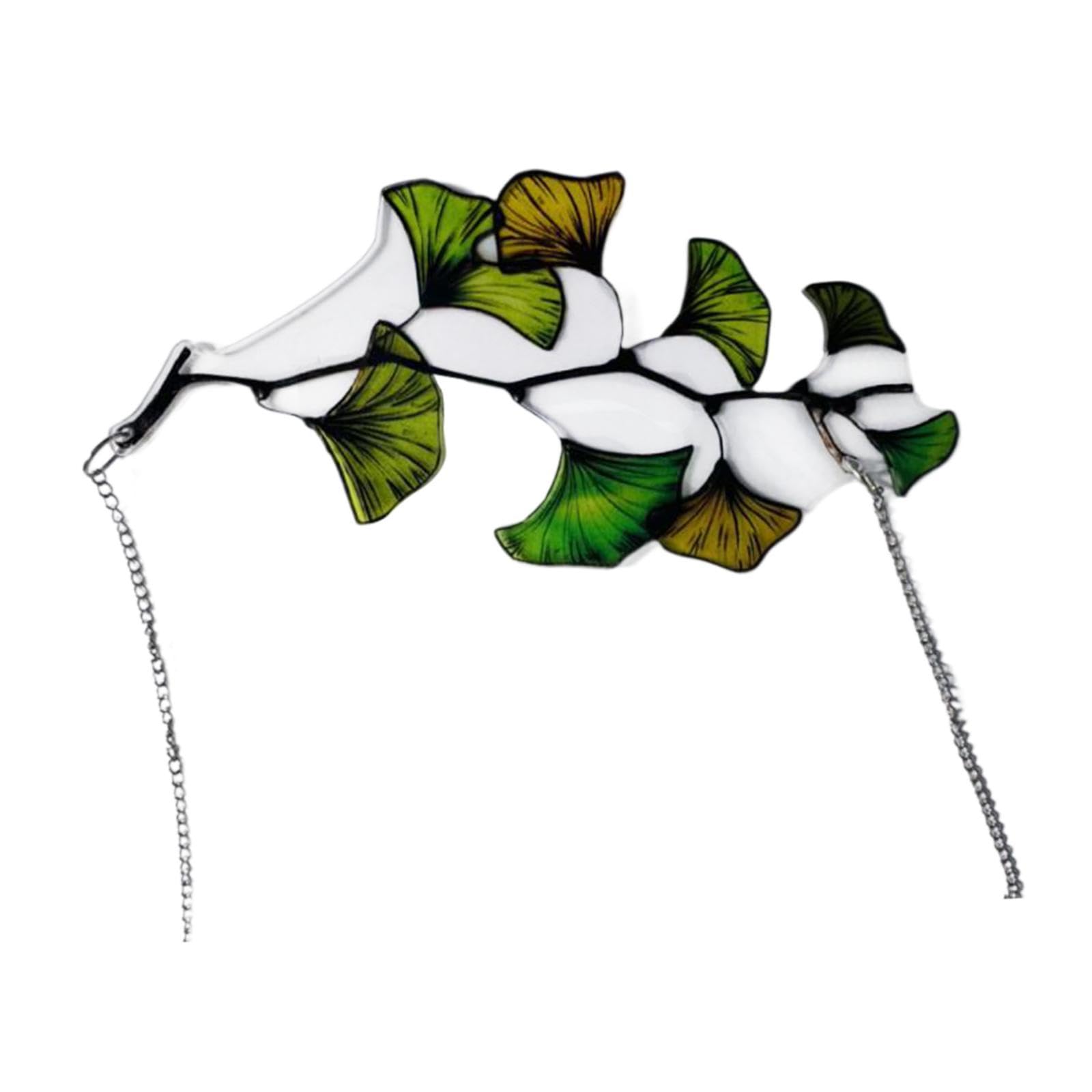 Suncatcher Panel Leaf Home 2D Gingko Shape Garden Metal Chain Wall Art Decor 9cm-image-12