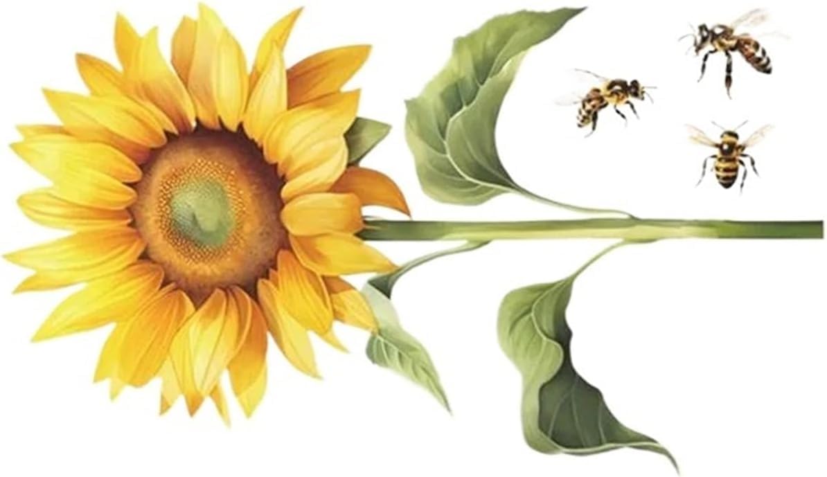 Flower Wall Stickers Sunflower Wall Stickers 1PCS Painted for Room Bedroom Home Decoration Self Adhesive Wallpaper