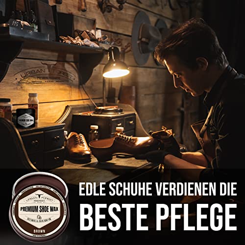 URBAN FOREST Schuhcreme Schuhwachs Braun mit Bienenwachs & Avocado-Öl | Lederpflege für Schuhe als Imprägnierwachs | Schuhpflege & Schuhreinigung | Schuhe pflegen mit Premium Shoe Wax 150ml