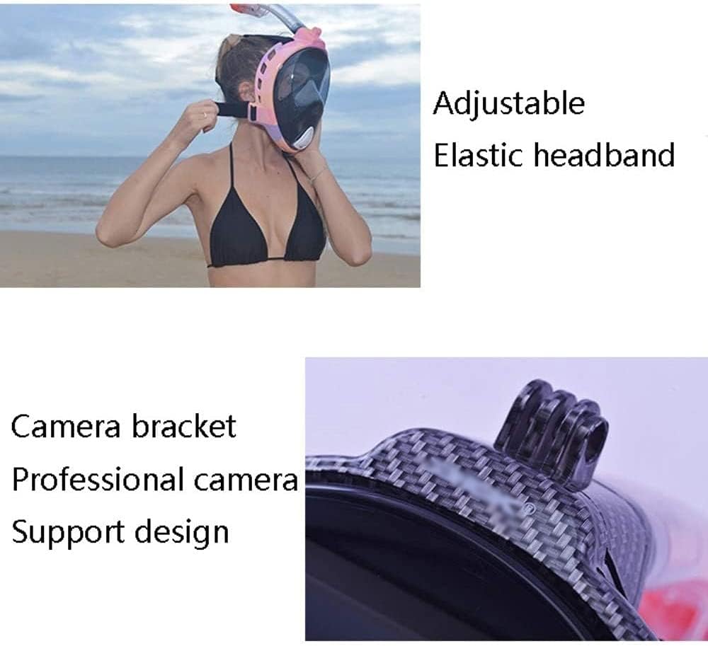 Snorkel Mask 180° Panoramic View Breathe Free for Adults and Kids, Snorkeling Mask Full Face Anti-Fog Anti-Leak Design Anti-Fog (Color : Black, Size : L/XL)