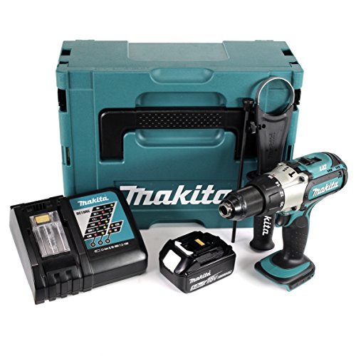 Makita DHP 451 RT1J 18 V 3. Gang Li-Ion Akku Schlagbohrschrauber im Makpac + 1x 5,0 Ah Akku + Schnellladegerät