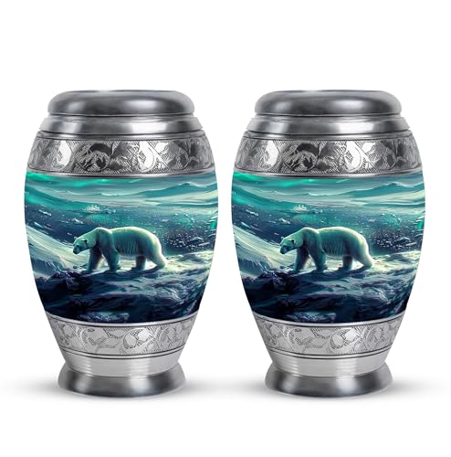 Image of Polar Bear Burial Urn for Adult Human Ashes - Urns for Cremation Ashes - Burial Urns for Ashes - Funeral Ash Urns Mini - Funeral Urn - 3 Inch Pack of 2 - Tiny Urns for Human Ashes