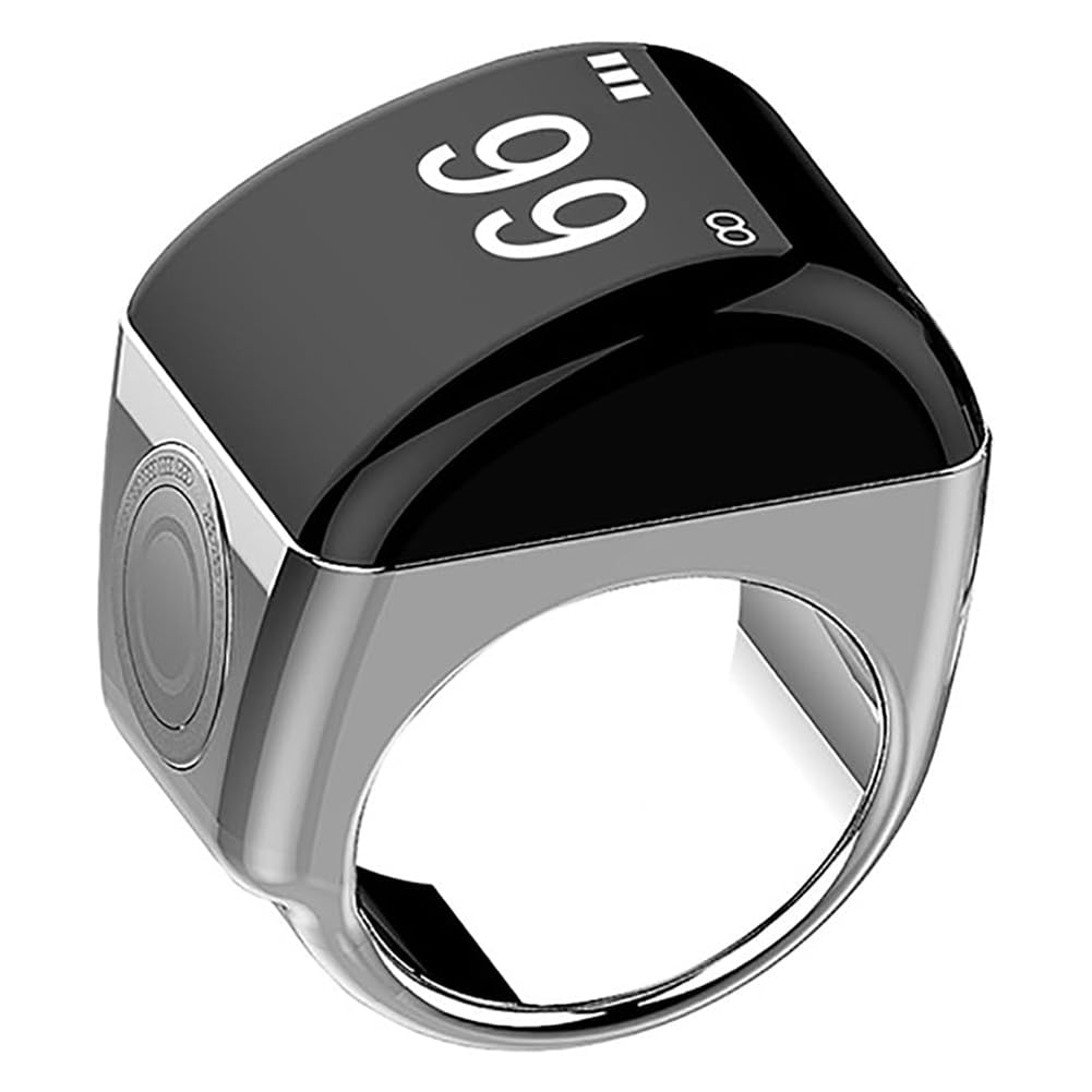 Compteur de prière Tasbih, anneau numérique musulman, anneaux de compteur de prière intelligents, Tasbih Tally Clicker avec boîte de chargement, rappels de compteur de doigts avec écran OLED, anneau