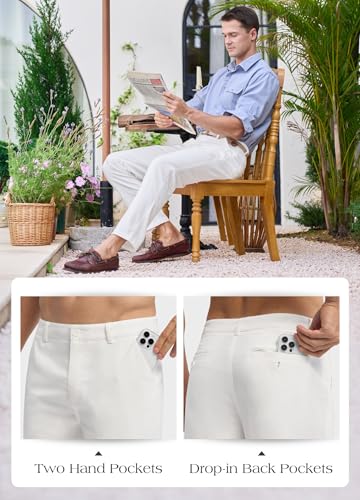 Image of Willit Men's Linen Pants Casual Linen Dress Pants Beach Summer Lightweight Trousers 28 inch 30 inch 32 inch