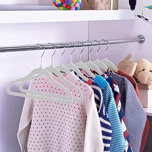AVOS-DEALS-GLOBAL - Baby White Velvet Clothes Hanger, 50 Pack, Ultra-Thin Space Saving Organizers, Non-Slip Nursery Hangers for Babies, Infants, Toddlers and Kids