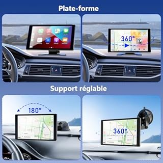 CIRYASR CarPlay Voiture Écran Nouveau Modèle 2025, 7" HD Portable avec Apple CarPlay & Android Auto, Autoradio GPS sans Fil avec Caméra de Recul Compatible Tous Véhicules, Mirror Link