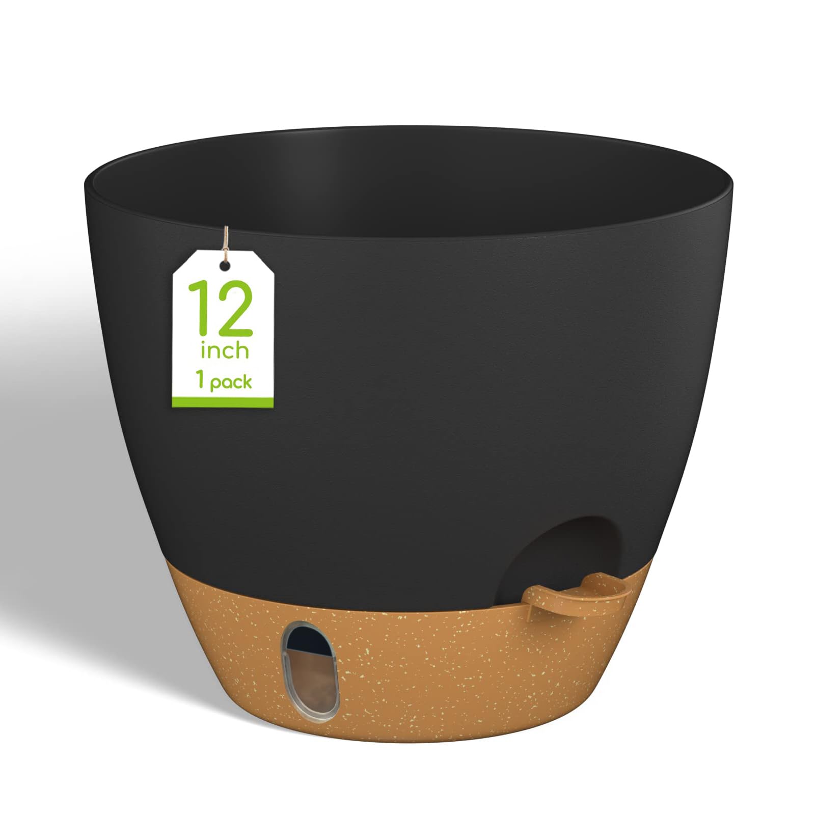 Pots de fleurs 30,5 cm noir grand format pour plantes d'intérieur et terrasse