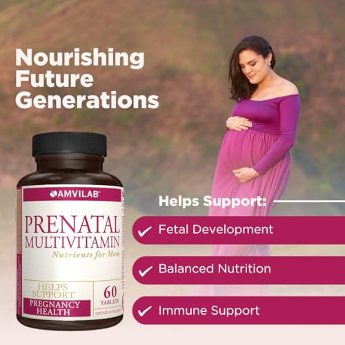 Image of Prenatal Multivitamin - Helps Promote Pregnancy Health - Supports Immune System & Fetal Development - Essential Nutrients for Mom & Baby - Safe Formula - Dietary Supplement - 60 Tablets