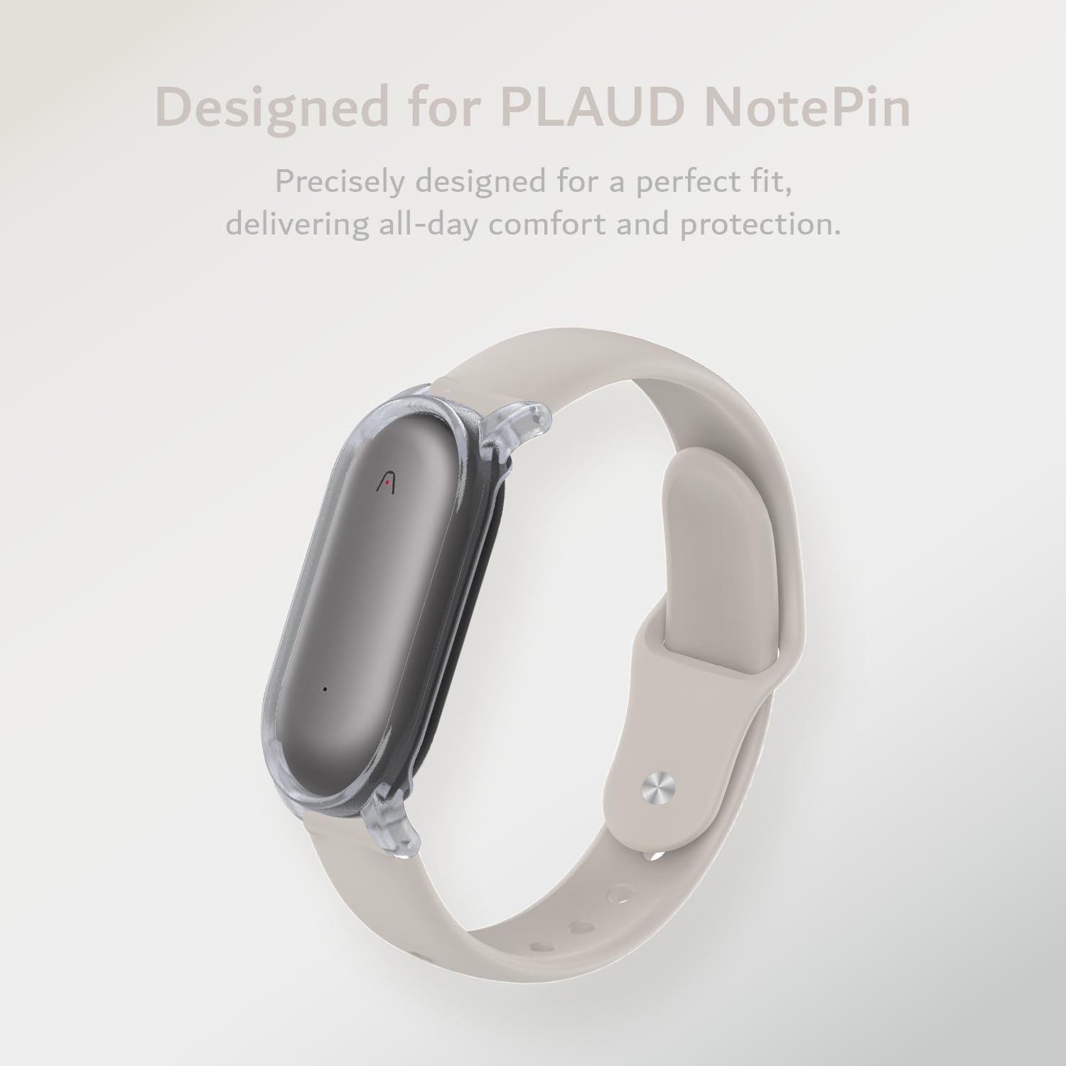 TUDIA PC-Hülle mit verstellbarem Silikonarmband für PLAUD NotePin AI Voice Recorder [5,6"–8,5" Handgelenke] Leicht bequem tragbar und sicherer Sitz - Sand