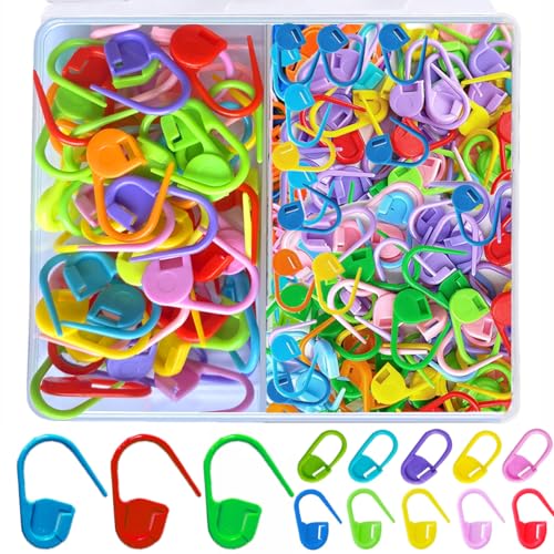 Image of 90 Pieces - Standard & Jumbo Locking Stitch Markers Crochet Knitting Markers Set- Stitch Pins, Plastic Safety Pins, Row Stitch Counter for Clips Yarn