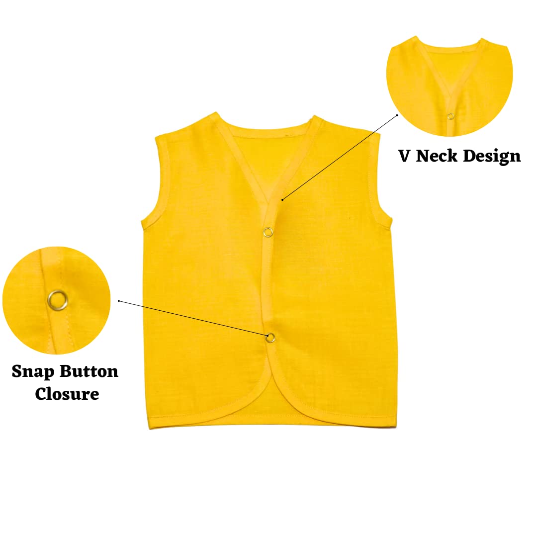 SHAKYAN Baby Boy's & Baby Girl's Pure Cotton Front Open Sleeveless Jhabla| Vest| Baby Shirt|T-Shirt with Snap Button (Set of 5) (Multicolor) (9-12 Months) 1