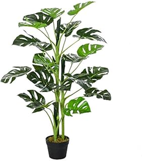 Outsunny 100cm/3.3FT Artificial Monstera Tree Decorative Cheese Plant 21 Leaves with Nursery Pot, Fake Tropical Palm Tree for Indoor Outdoor D¨¦cor