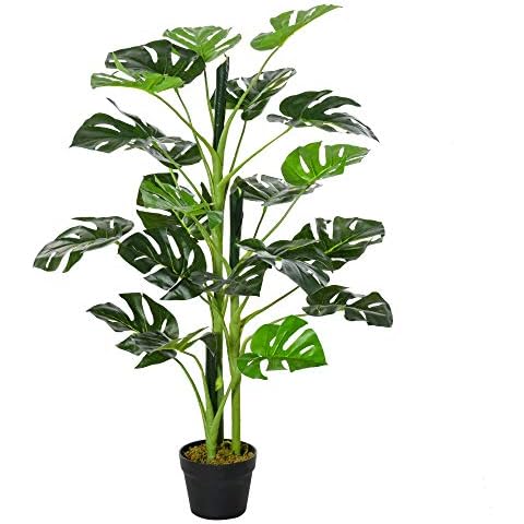 Outsunny 100cm Artificial Monstera Tree with Pot Cover