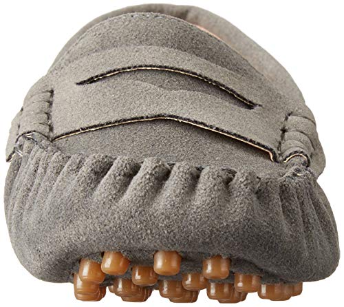 Battle Men Penny Loafers For Little Kids Square Moc Toe Stiching Slip On Faux Suede Flexiable Rubber Sole Flat Heel Toddler's Moccasins One Size Smaller (Color : Gray, Size : 6.5 M Us Toddler) #TOP1