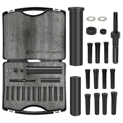 Xyarna 95400 Inline Dowel Pin Puller Master Set Includes 18-Piece SAE and Metric Collet No Slide Hammer Required Compatible with Air Ratchets - Ideal for Engine Blocks Hydraulic Cylinders