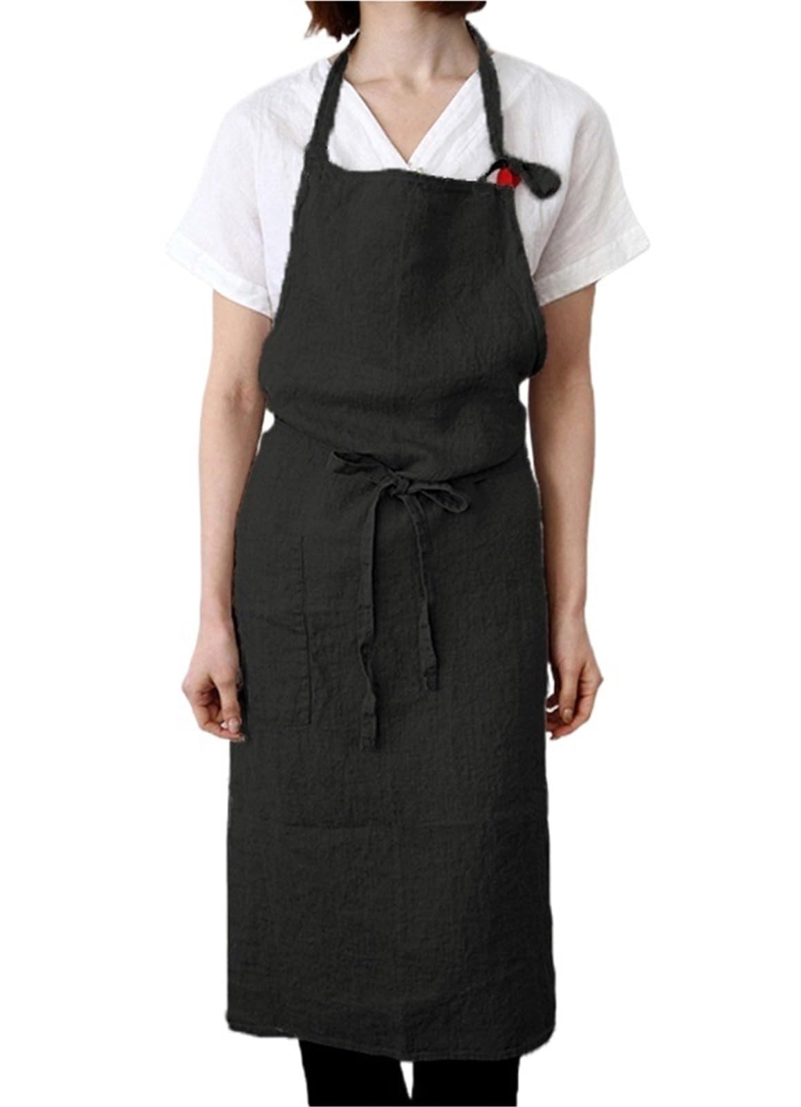 Delantal De Cocina Delantal de Catering con bolsillo, delantal de cocina ajustable, delantal de Chef for mujeres y hombres, 2 uds. Para Barbacoa，Cocinar，Hornear(Black)