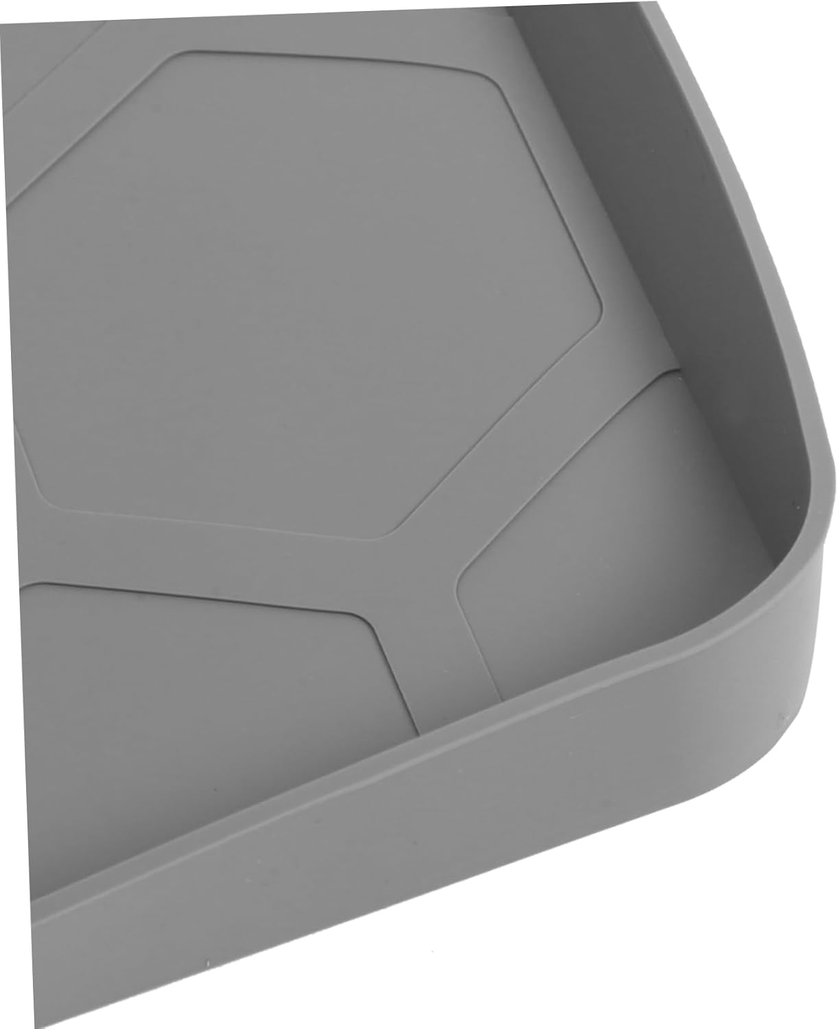 VOSAREA Under Sink Tray for Kitchen and Bathroom Mat with Drainage Noise Reducing Cabinet Protector Grey Color for Laundry and Sink Storage