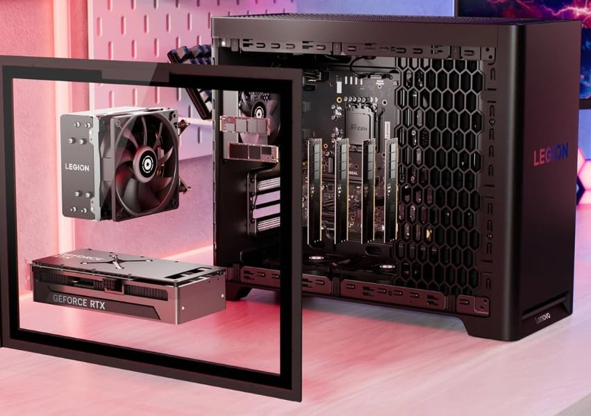 Image of Lenovo Legion Tower 5 Gen 10 Gaming Desktop, NVIDIA RTX 5070 12GB GDDR7 Graphics, AMD Ryzen 7 7700 (Up to 5.3GHz), 32 GB DDR5 RAM, 2 TB SSD, Wi-Fi 6E, Bluetooth 5.3, Windows 11 Pro, w /Accessories