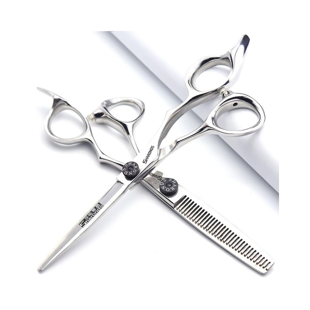 Traje de corte de pelo profesional de 5/5.5/6 pulgadas, cuchilla afilada, fácil de podar, adecuado para peluqueros y peluquerías. (6 pulgadas - 2pc-A)