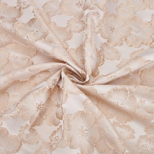 Tissu Jacquard à Fleurs 3D beige 100x145cm pour robe couture tulle dentelle brocart bricolage