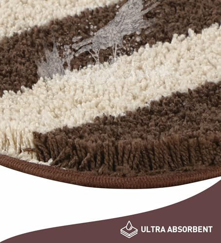 Image of Obsessions Ultra-Absorbent Quick-Dry Bath Mat | 1400 GSM Polyester | Soft, Non-Slip & Fast-Drying Bathroom Rug for Safety & Comfort | 50 x 70 cm | Chocolate and Light Beige