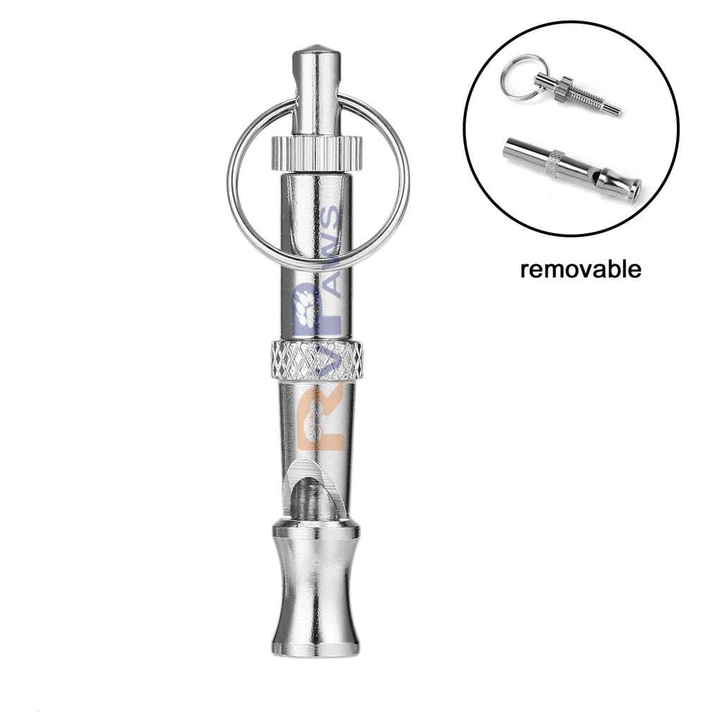 Woofy Pet Training Whistle 2-Tone Flute Stop Barking Ultrasonic Sound Repeller I Cat Training eychain Dog Whistle I Silver I 1-PCS 2