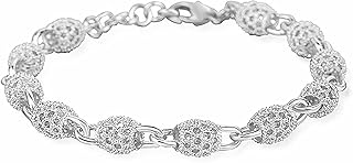QYAQ Sterling Silver Bracelet For Women,Women 925 Sterling Silver Bracelet Hollow Carve Silver Beads Bracelet Friendship Bracelet Sterling Silver Jewellery Gifts For Sisters Friend Couples Mom