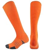 BUENWAZ Athletic Over the Calf Socks Cushioned Knee High Elite Socks for Baseball Softball Football Soccer for Men Size 8-12 (Orange)